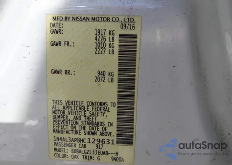 2017 Nissan Altima 2.5 S from USA, damaged, VIN 1N4AL3AP8HC129631